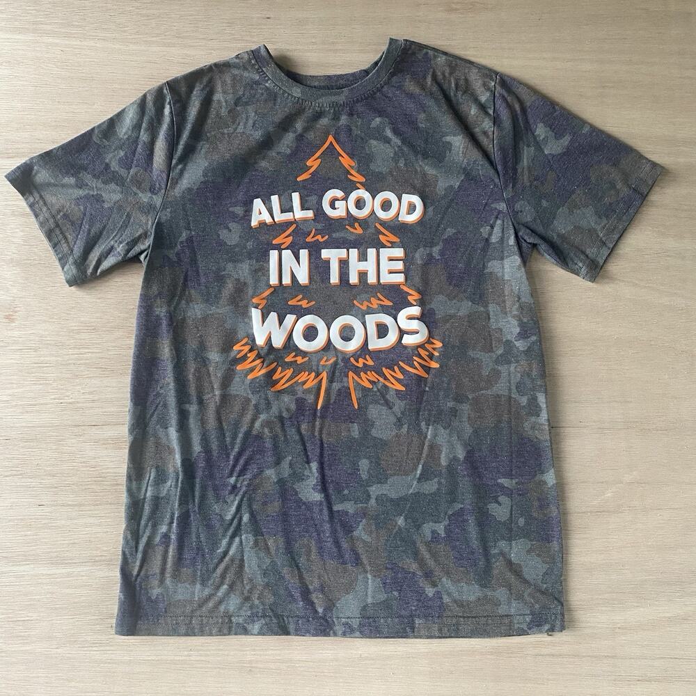 Wonder Nation Boys' Short Sleeve ‘All Good In The Woods’ Camo Print T-Shirt XL